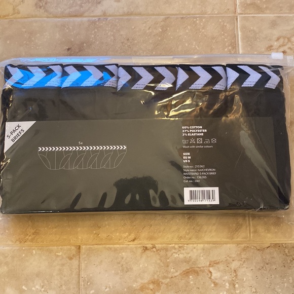 NWT 5-Pack Medium Hummel Briefs with Chevron Waistband Black - Picture 6 of 8